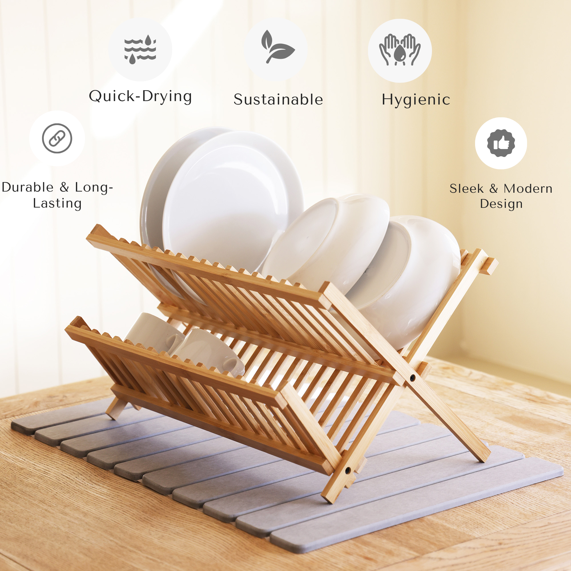 Stone Drying Dish Mat - Rollable